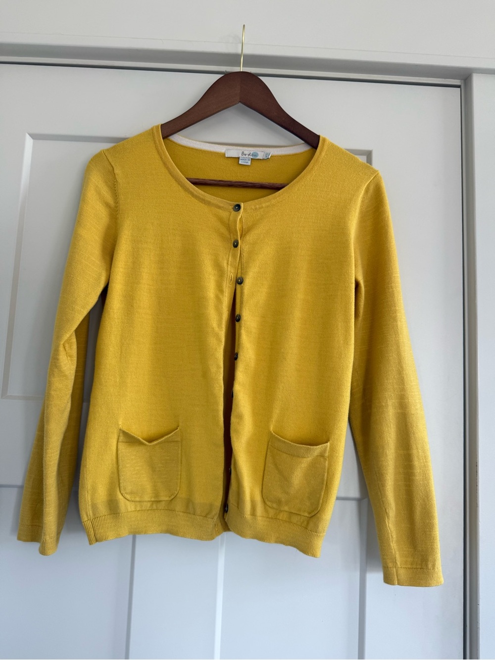 Boden Mustard Yellow Button-Front Cardigan with Pockets Size M/6